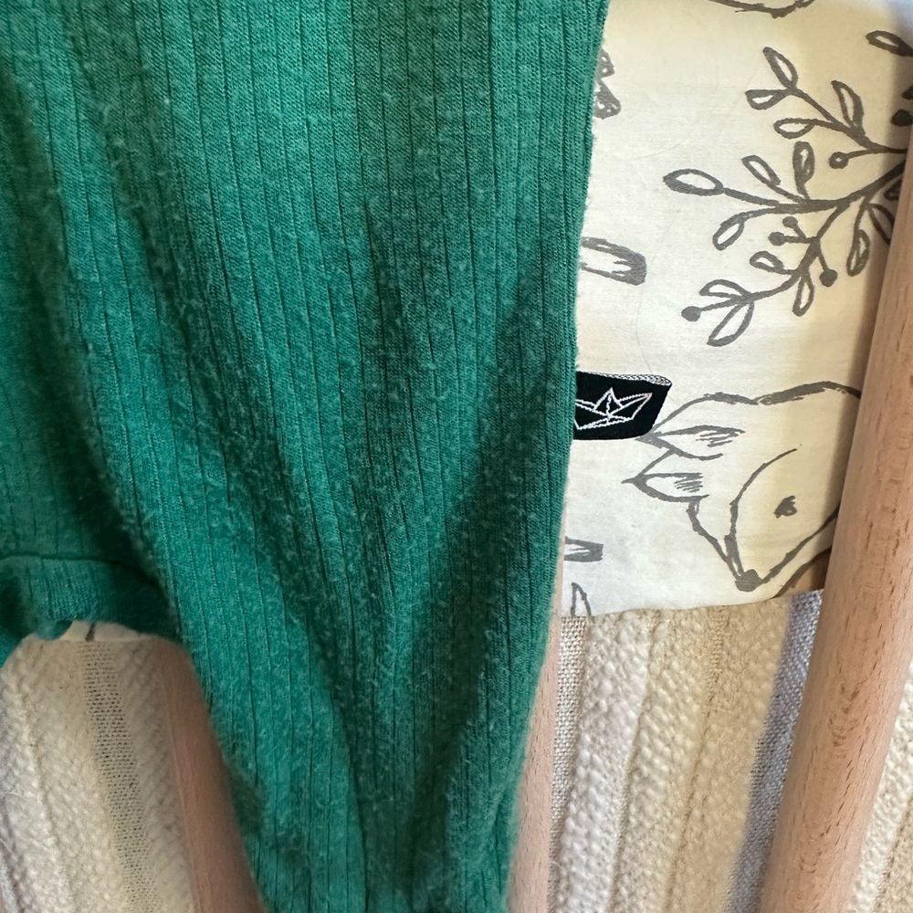 Peregrine Baby Bamboo Sleeper Footie Pajamas Set - Green and Mustard Brown 0-3 - Picture 5 of 5